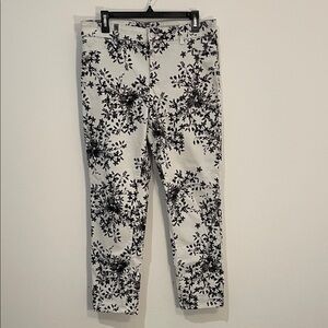 Calvin Klein Black and White Floral straight pants size 10